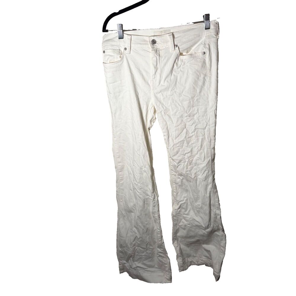 7 for All Mankind Women's 30 White Tailorless Dojo Jeans Denim Boot Flare